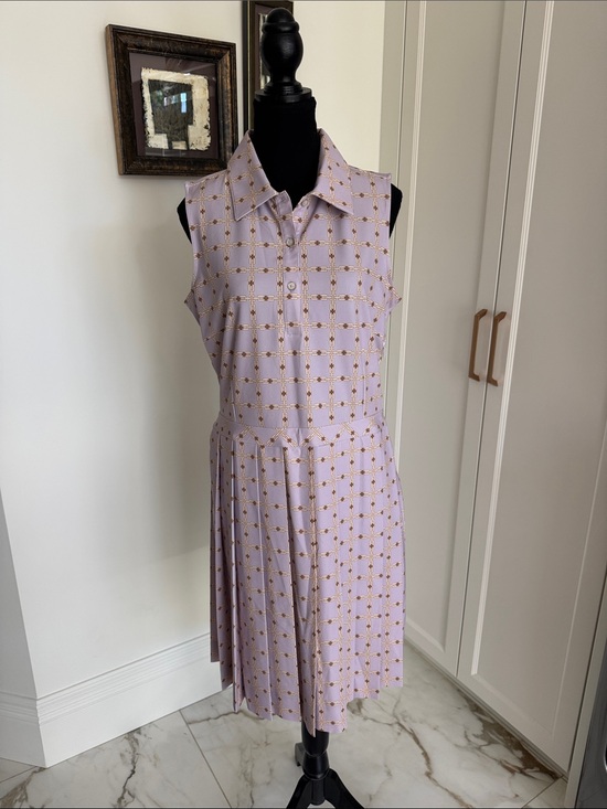 Tory Burch Dresses & Skirts - Tory Burch Lavender Sleeveless Collared Midi Dress with Gold Motif
